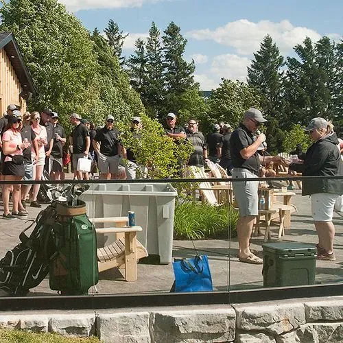 Event guests on the patio