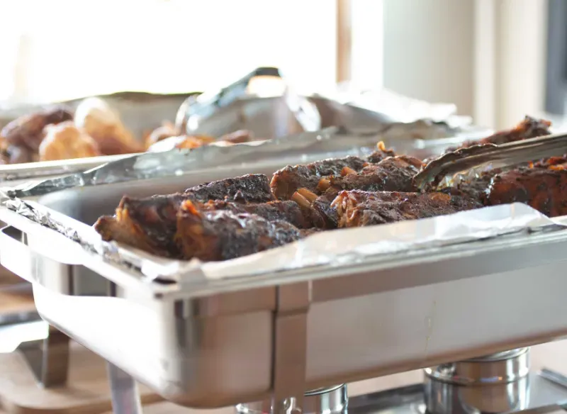 Pork ribs served at an event